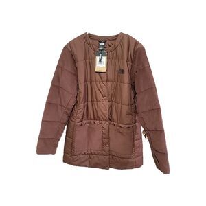 The North face Women's Harway Collarless Brown Midi Puffer Jacket Large NWT B4